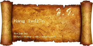 Hang Iván névjegykártya